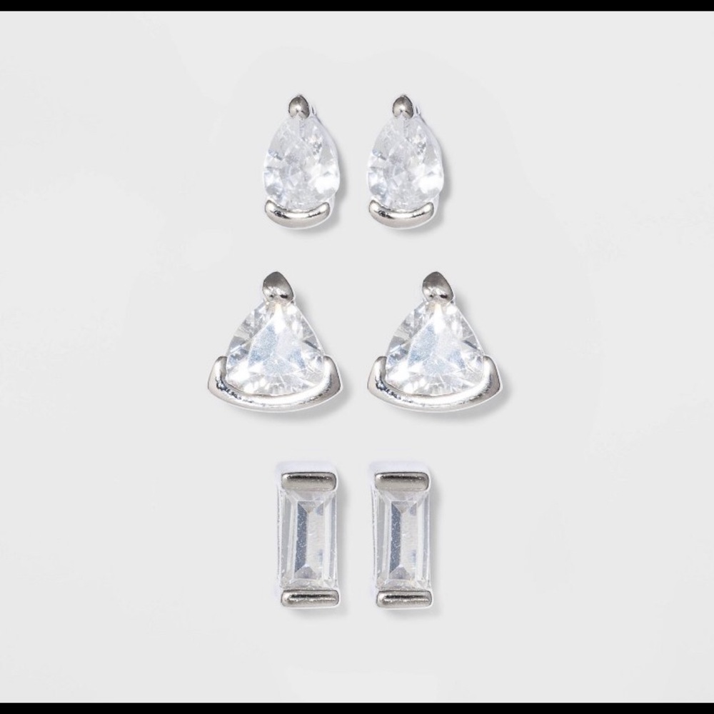 sterling silver cubic zirconia stone earring set